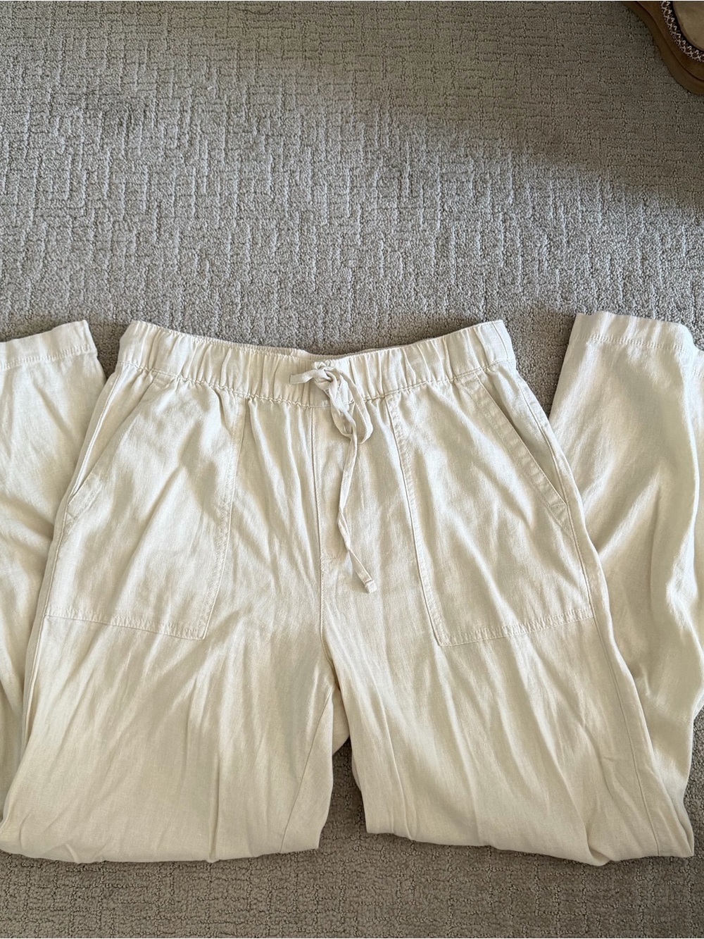 Womens Lightweight Drawstring Pants in Cream